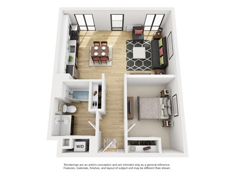 LL Hawkins 1 Bed 1 Bath D Floor Plan